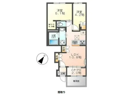 フォレスト ヴィラ(2LDK/1階)の間取り写真