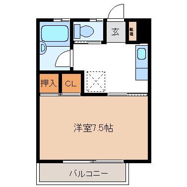 上松ハイツ(1K/1階)の間取り写真