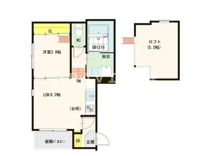 ハーモニーテラス森ノ宮(1LDK/2階)の間取り写真