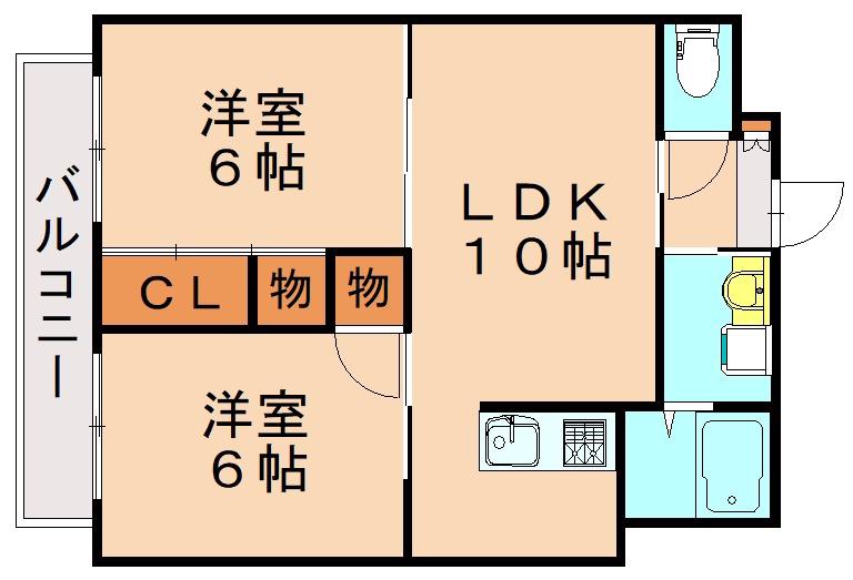 サンヴィレッジ三ヶ森(2LDK/1階)の間取り写真