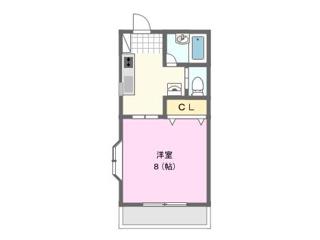 溜屋ハイツV(1K/2階)の間取り写真