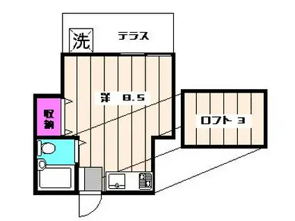 シャトレ西蒲田(ワンルーム/1階)の間取り写真