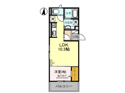 プランドールT(1LDK/2階)の間取り写真