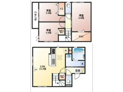 LA MAISON宮山(3LDK/1階)の間取り写真