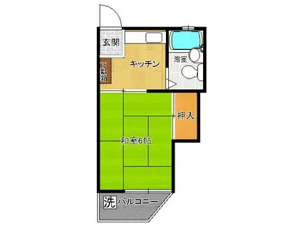 東武東上線 成増駅 徒歩8分 2階建 築37年(1K/2階)の間取り写真