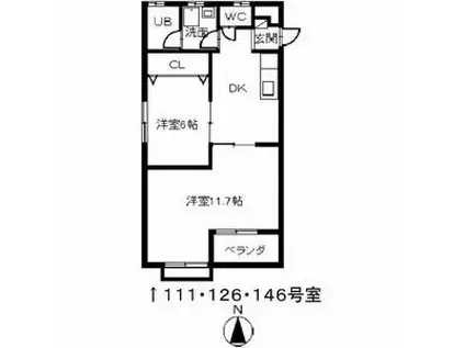 第1マンション丹羽(2DK/4階)の間取り写真