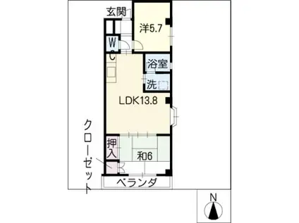 シャルマン笹渕(2LDK/2階)の間取り写真