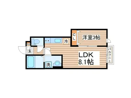 ディアコートII A棟(1LDK/1階)の間取り写真