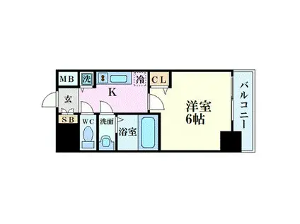プレサンス難波駅前(1K/11階)の間取り写真