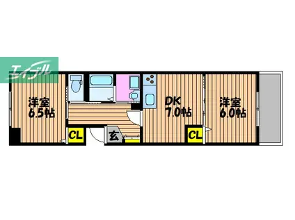 ローズマリー(2DK/1階)の間取り写真