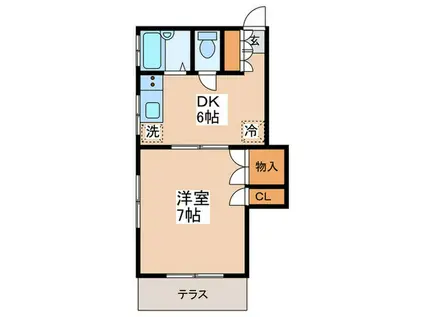 エスポワール(1DK/1階)の間取り写真