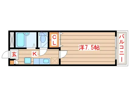 Kハウス弐番館(1K/1階)の間取り写真