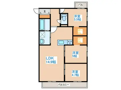ALTUS南平岸(3LDK/1階)の間取り写真