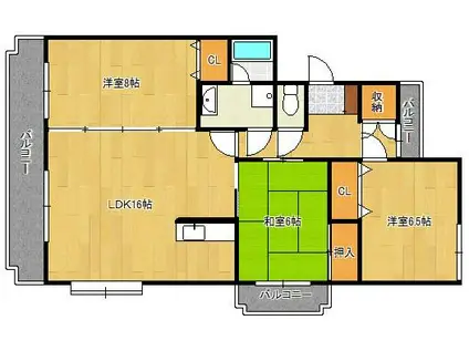 カーサあんとく2番館(3LDK/3階)の間取り写真