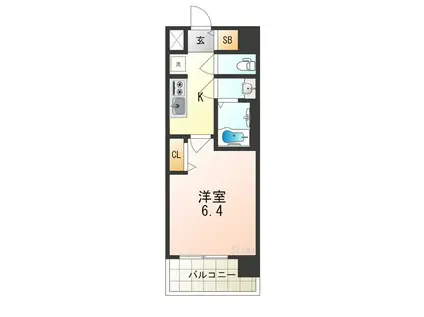 プレサンス森ノ宮 THEゲート(1K/4階)の間取り写真