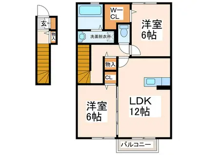 クリュティエA.B(2LDK/1階)の間取り写真