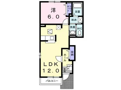 ルミエールF B(1LDK/1階)の間取り写真