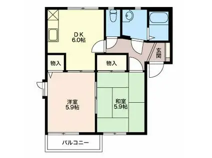 アルコバレーノI C棟(2DK/2階)の間取り写真