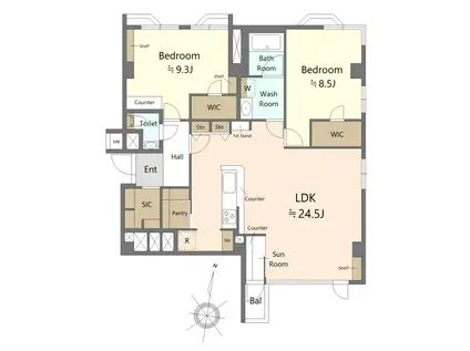 乃木坂パークマンション(2LDK/3階)の間取り写真