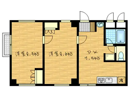 クオーレ調布(2DK/3階)の間取り写真