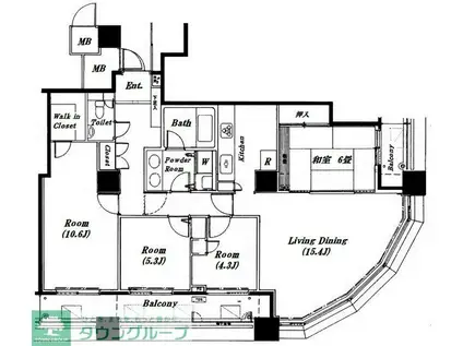 リズムタワーII(4LDK/21階)の間取り写真