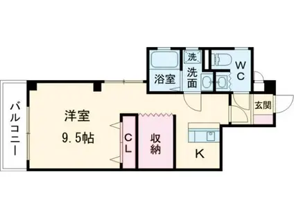 ポワン ドゥ デパール(ワンルーム/2階)の間取り写真