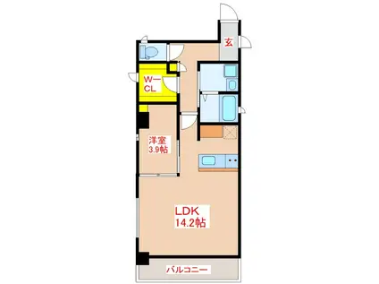 LAPIS UENOSONO(1LDK/4階)の間取り写真