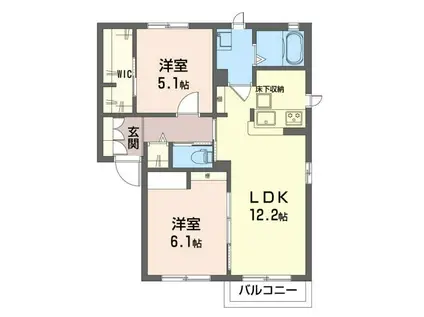 ジュピアC棟(2LDK/1階)の間取り写真