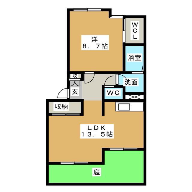 ミロワール・M(1LDK/1階)の間取り写真