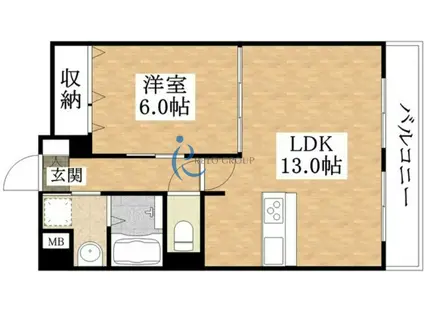 LA VIA背戸口(1LDK/2階)の間取り写真