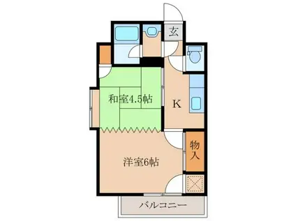 シュービル(2K/4階)の間取り写真