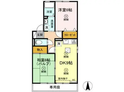 第2ディアコートA棟(2DK/1階)の間取り写真