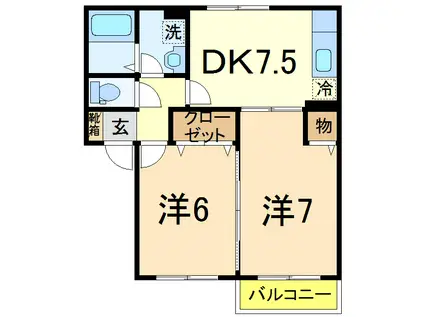 ポテトタウンA(2DK/1階)の間取り写真