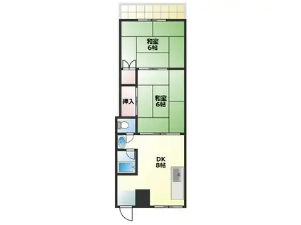 阪山ハイツA棟(2DK/2階)の間取り写真