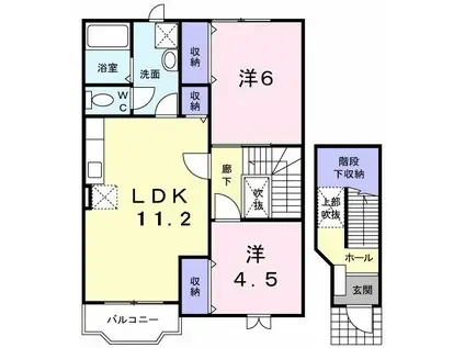 シャン・ド・フルールA(2LDK/2階)の間取り写真