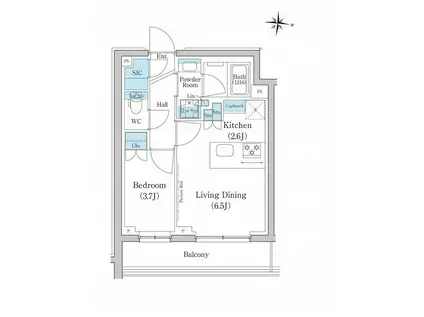 スタイリオ池上サウス(1LDK/4階)の間取り写真