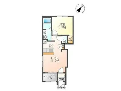 グリーン(1LDK/1階)の間取り写真