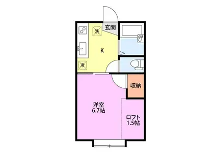 春風とサクラ・フィオーレ(1K/2階)の間取り写真