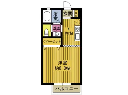 ヴォーンセジュール2番館(1K/2階)の間取り写真