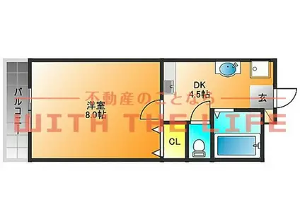 プランドゥ合川(1K/3階)の間取り写真