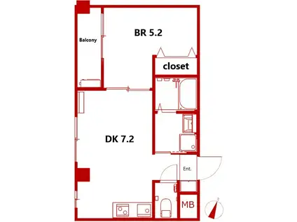 Kフラッツ根岸(1DK/3階)の間取り写真
