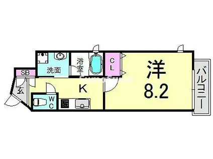ピアグレース神戸(1K/7階)の間取り写真