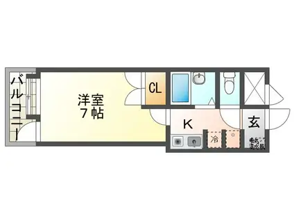 マンション望 伊川谷(1K/7階)の間取り写真