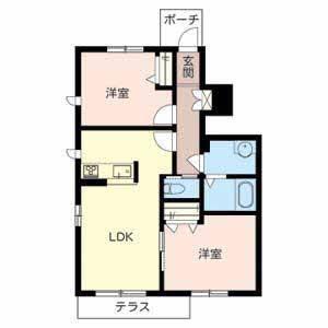 シャーメゾン浜の宮(2LDK/1階)の間取り写真