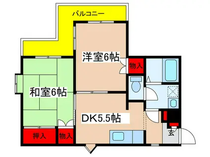 リリオ王禅寺(2DK/1階)の間取り写真