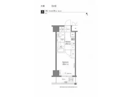 プラウドフラット新大塚(1K/4階)の間取り写真