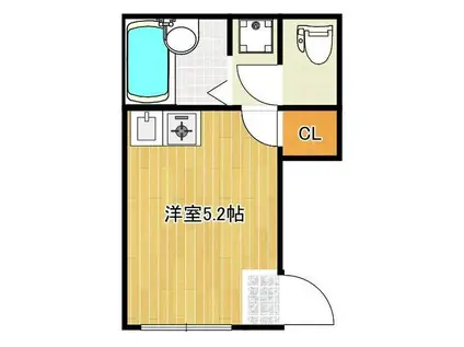 ルーナクレシェンテ鷺宮(ワンルーム/1階)の間取り写真