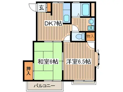 ロジュマンエビナ(2DK/2階)の間取り写真