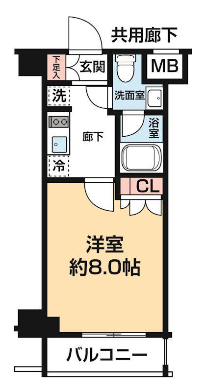ARCOBALENO OSHIAGE BLOSSOM(1K/7階)の間取り写真