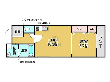 カサデチョコ(1LDK/3階)の間取り写真